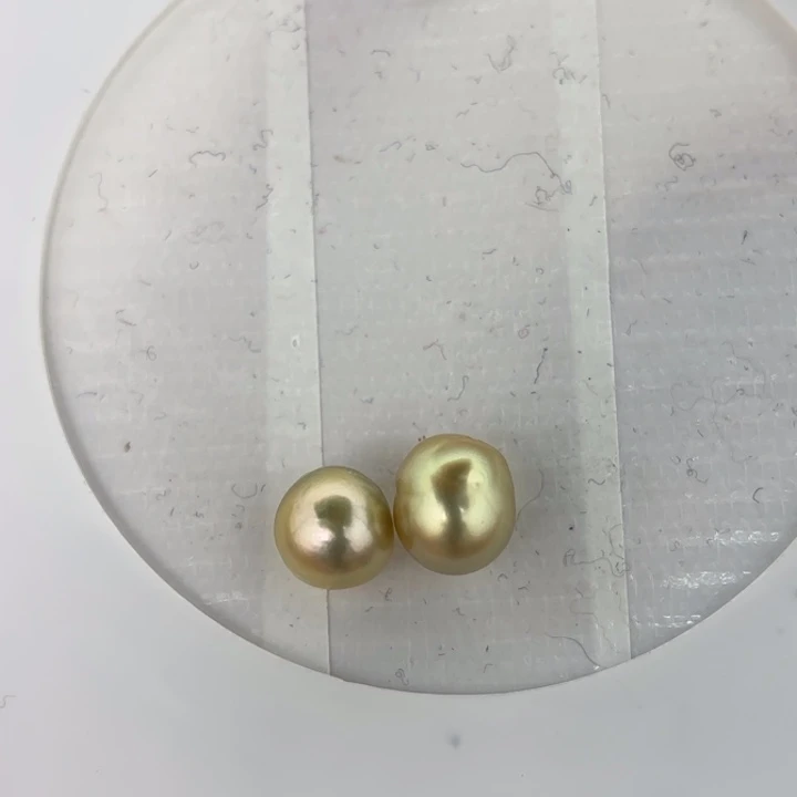 定制海水珍珠未镶嵌裸珠9-11金珠裸珠2颗