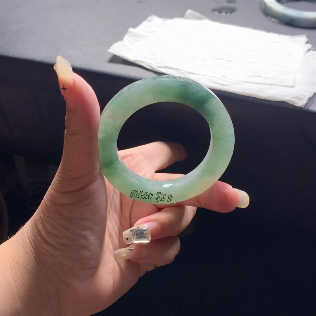 定制翡翠未镶嵌手镯48_55圆条