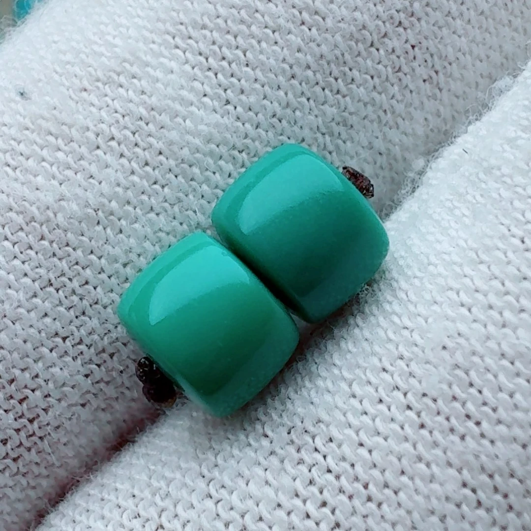 绿松石未镶嵌直切对珠6