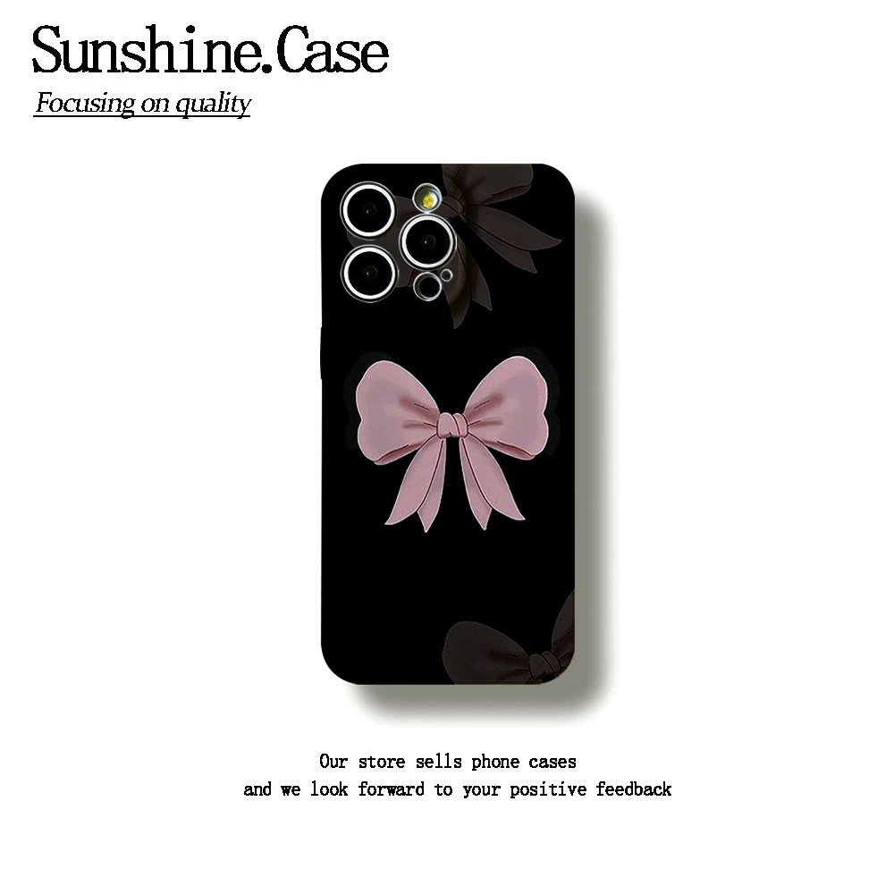 黑底蝴蝶结软壳适用苹果oppo华为vivo小米手机壳防摔创意ins全包