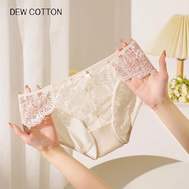 棉露勾花蕾丝工艺蝴蝶结少女性感知性法式舒适透气中腰女内裤时尚