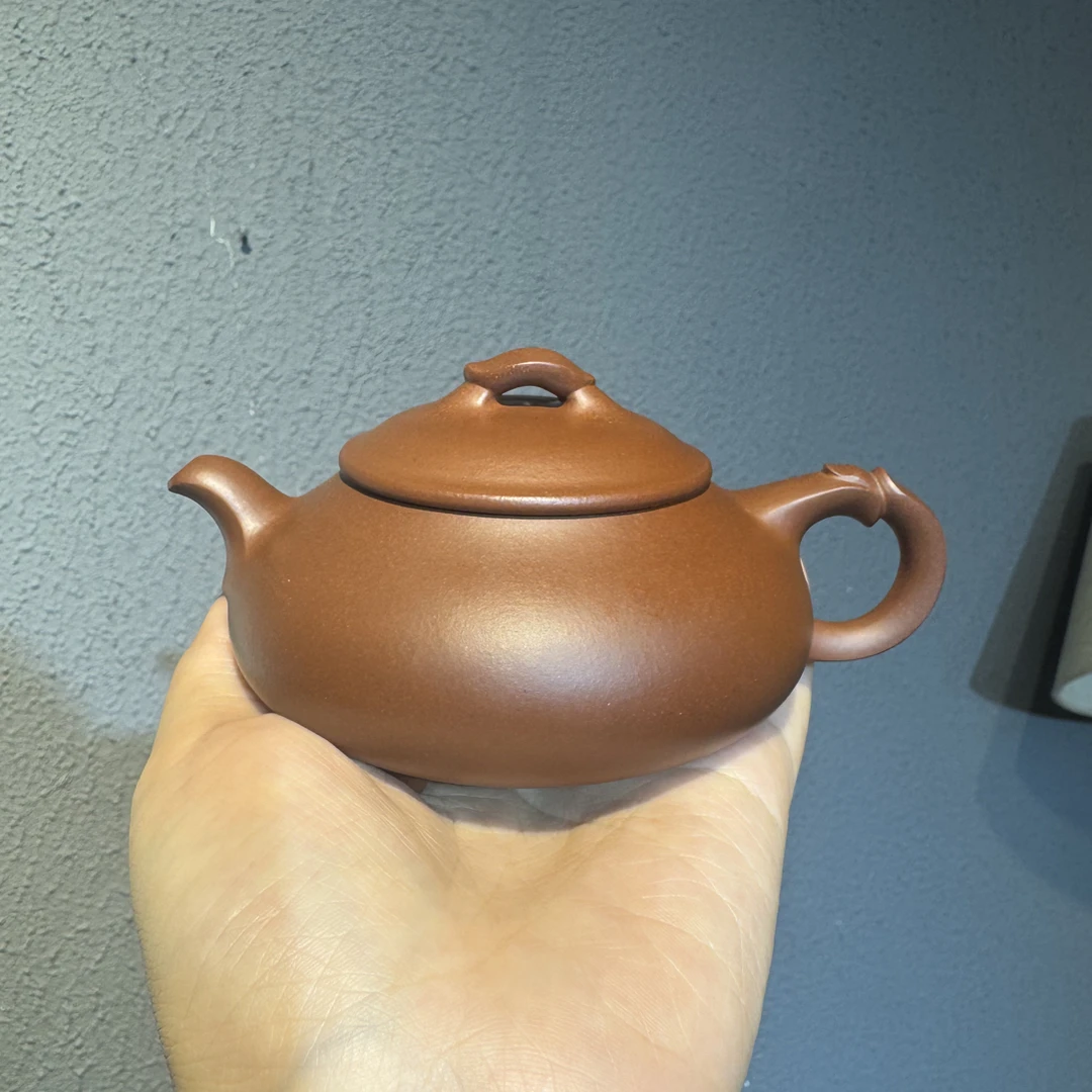 大拍同款红皮龙简瓢小王强同款精工半手工紫砂壶180毫升