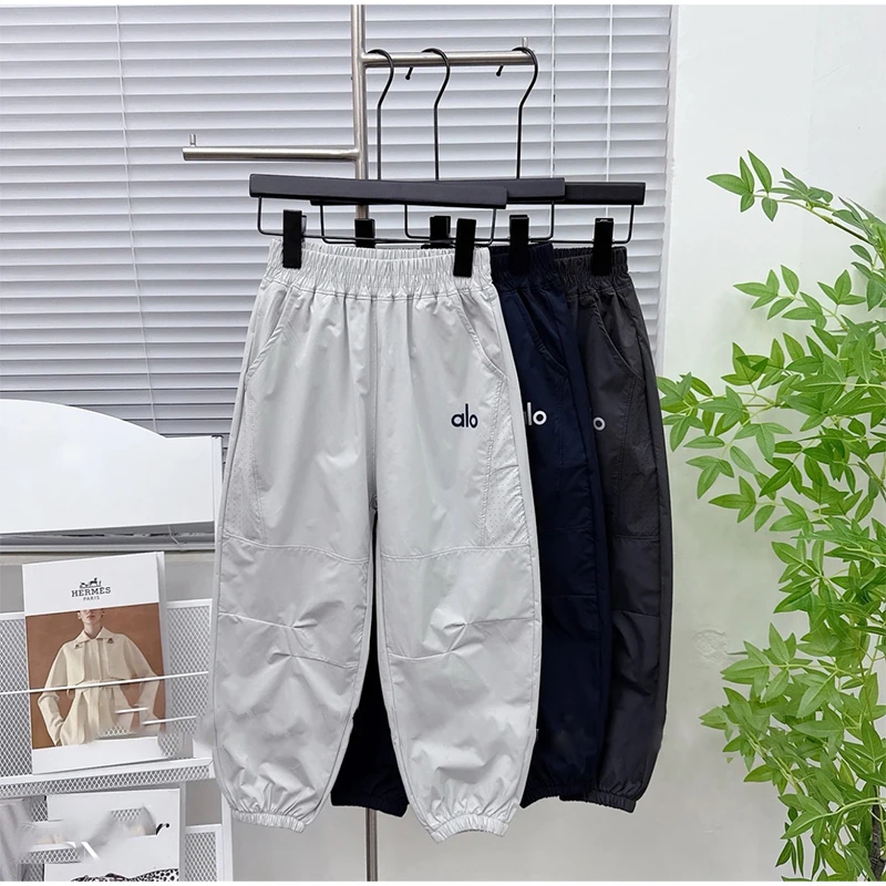 儿童夏薄款防蚊裤网眼拼接速干透气中大童户外男童弹力裤