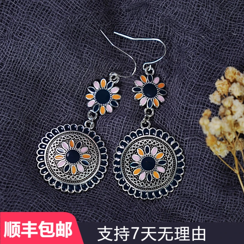 S14足银999耳钩气质时尚百搭复古手工国风素款个性耳环