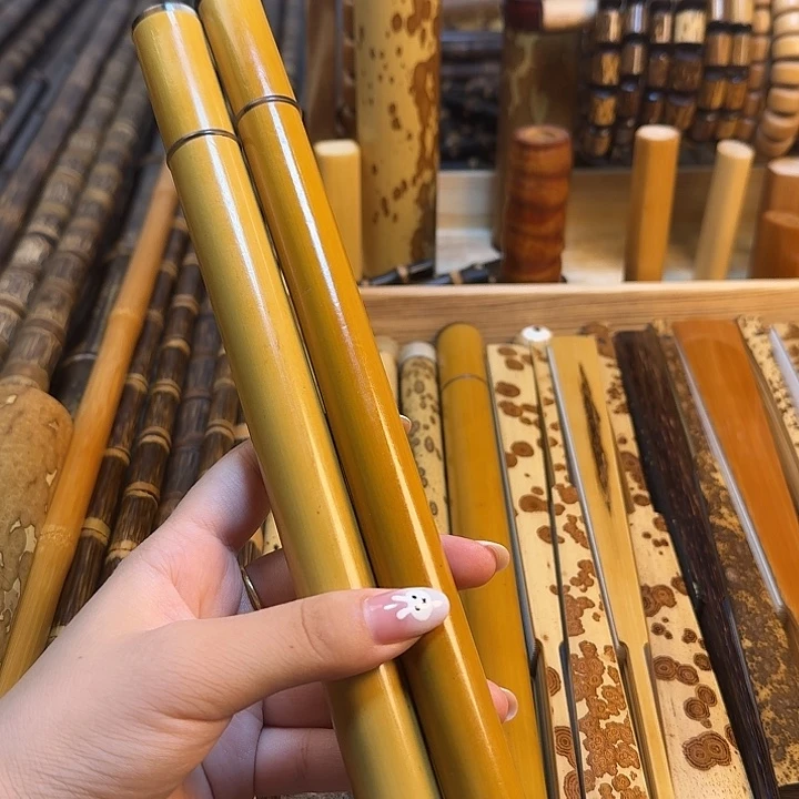 老玉竹线香筒一对