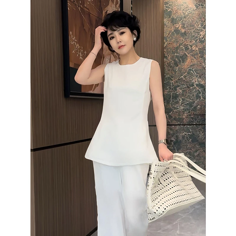 【王景汇专属】天丝亚麻简约夏季套装女上衣+裤子两件套LJ011