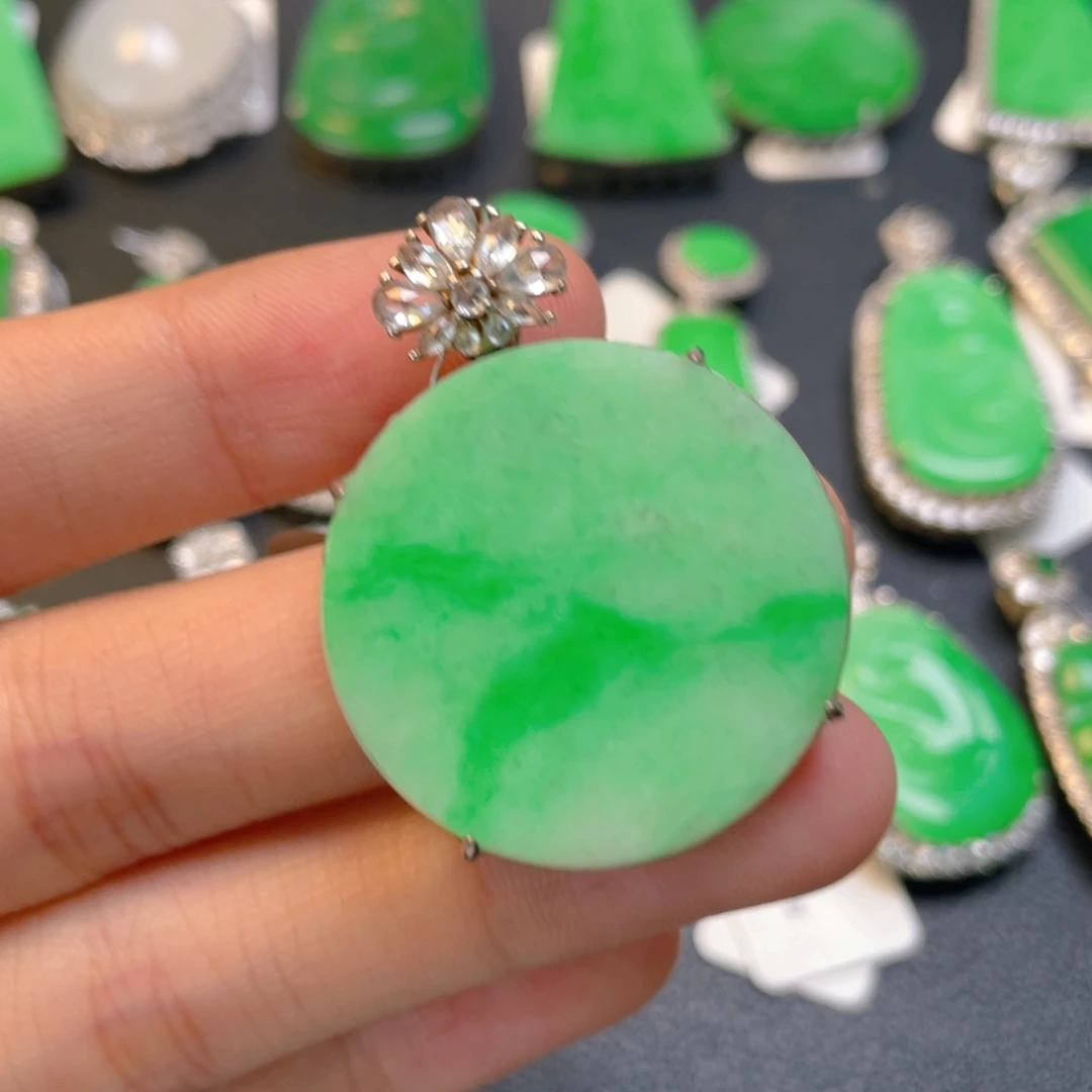 翡翠银S925镶嵌吊坠(不含链)