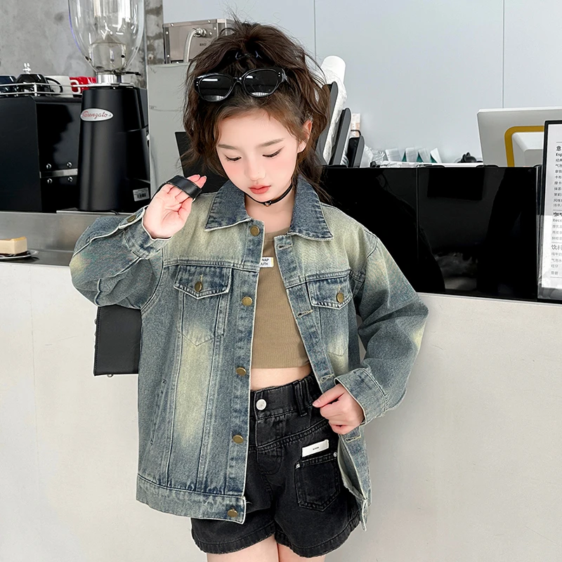 女童春季外套2025新款洋气时尚牛仔上衣6-12岁中大童春款韩版衣服