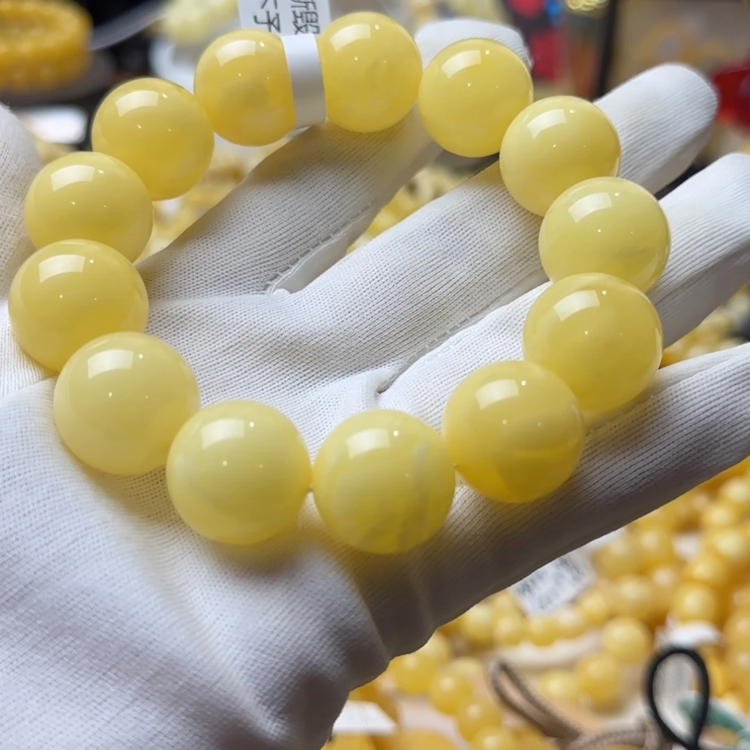 手链蜜蜡未镶嵌乌白奶珈精品圆珠手串
