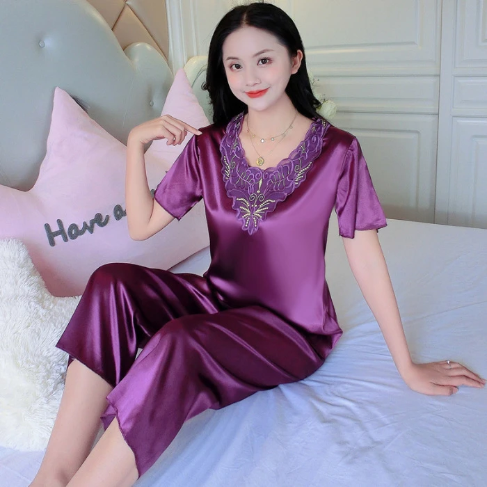 (亮牌灯点关注才可以拍)睡衣女夏套装短袖夏季两件套女士薄款冰丝