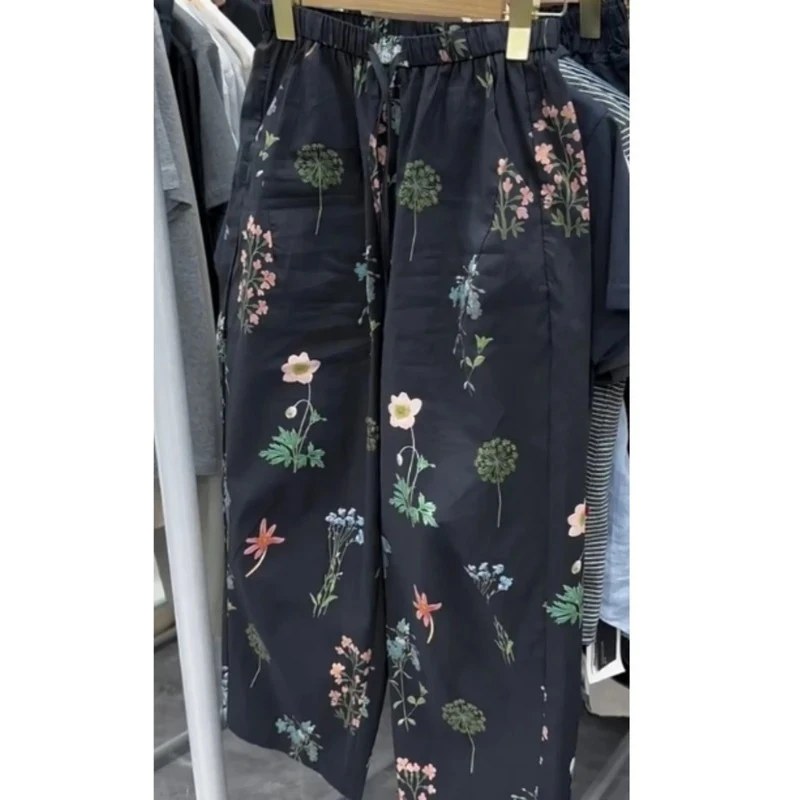 2025夏季新款高腰显瘦大码阔腿显瘦欧货新款百搭九分小花裤