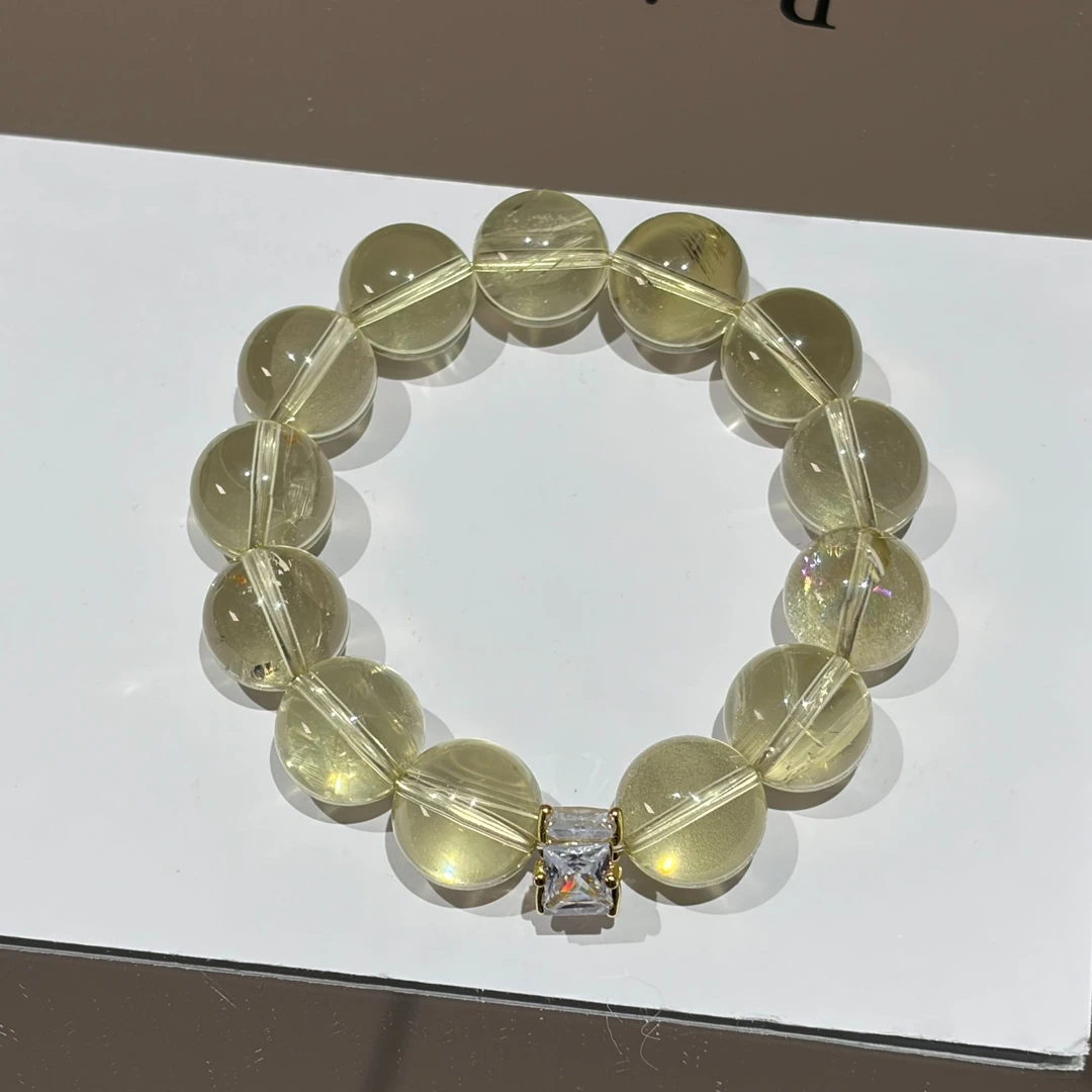 Y0309【】14m柠檬黄水晶手串设计款高端轻奢