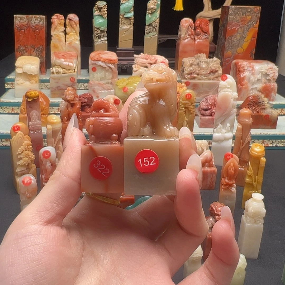 寿山石印石寒*风手工制作
