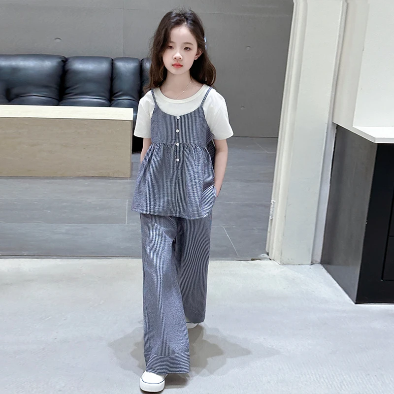 2025独特漂亮套装女童夏装6-12岁潮款高级感小女孩洋气韩范衣服薄