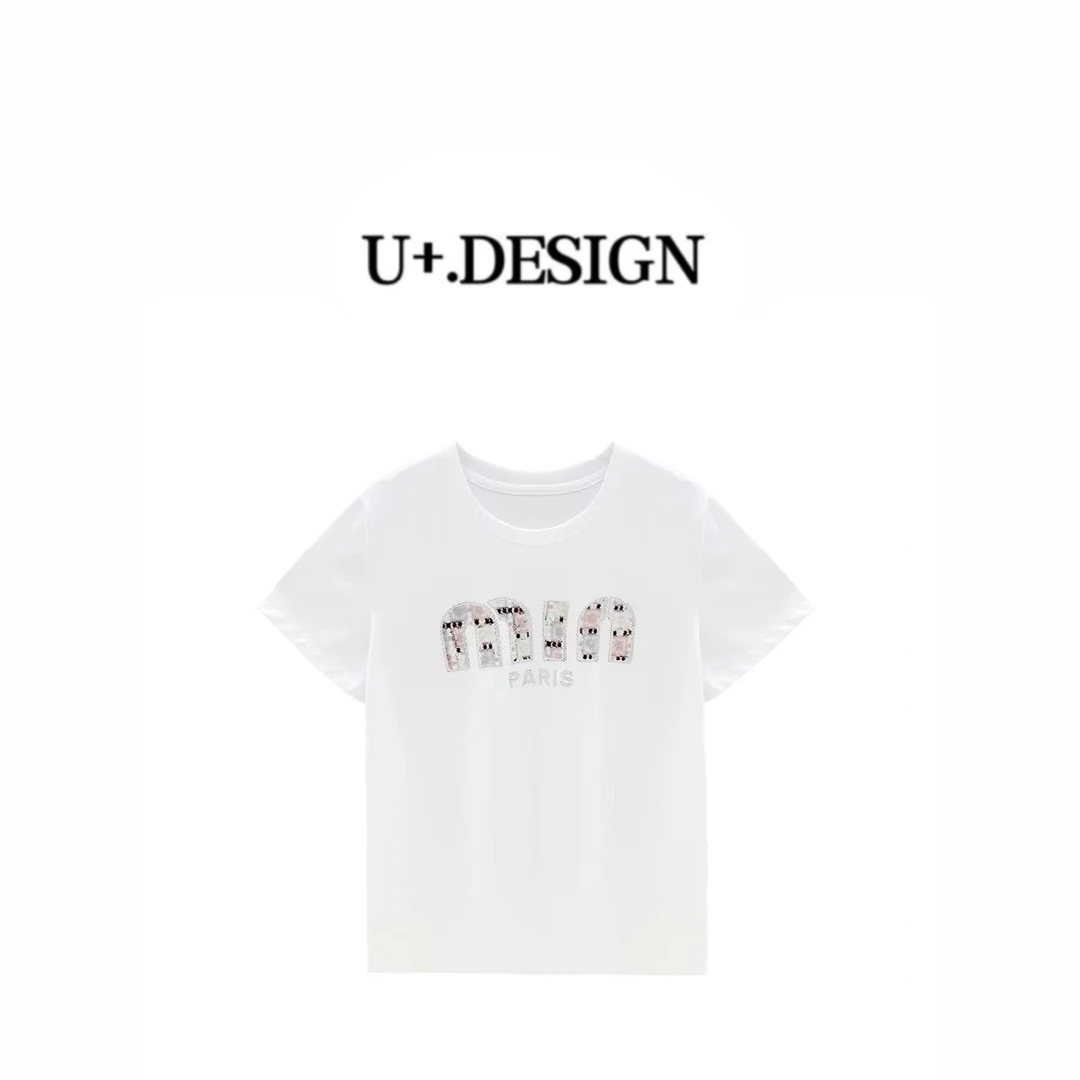 U+【自在穿搭】2025春夏新款休闲时尚百搭短袖女士T恤上衣H2172