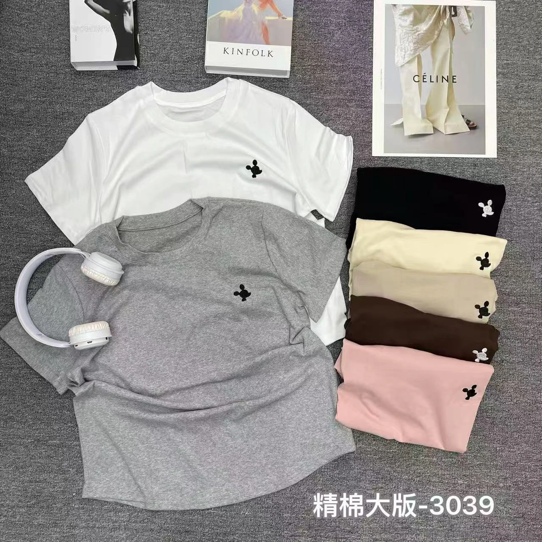 那简家「现货」夏日简约刺绣米奇头显瘦正肩t恤