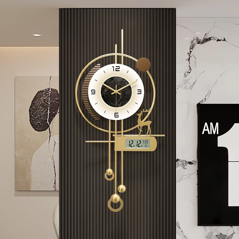 飞鸟集高级钟表2025年新款挂钟万年历客厅挂表电视钟表背景墙时钟