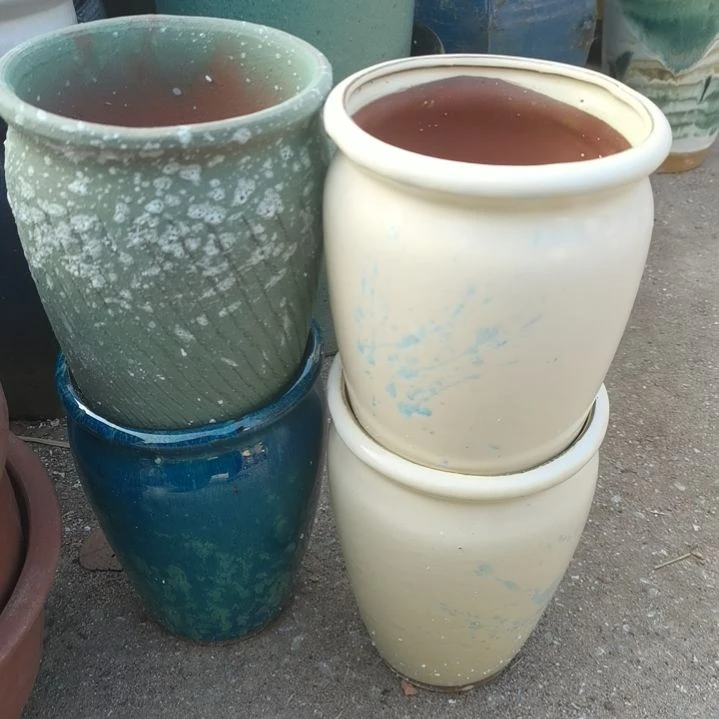 红陶瑕疵四个盆子