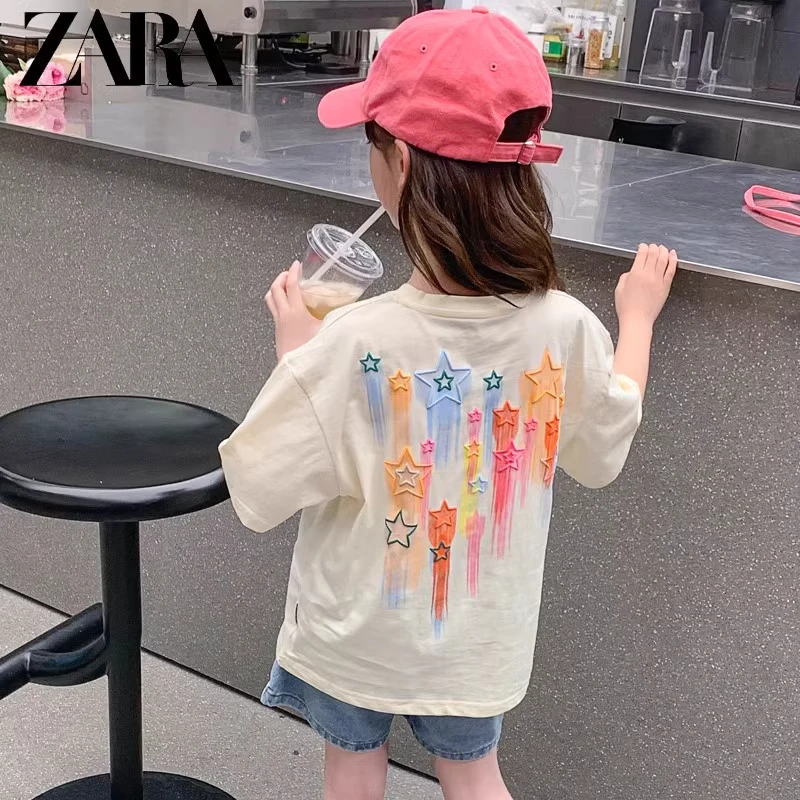 女童夏装T恤2025新款儿童洋气韩版女孩夏季短袖体恤纯棉T宽松