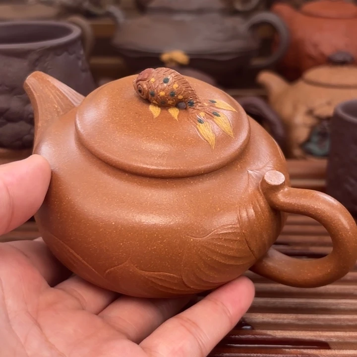 茶壶紫砂金玉满堂黄降坡原矿220c