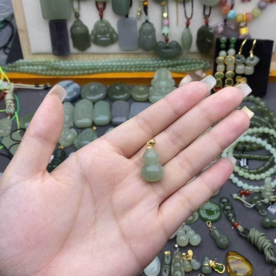和田玉银S925镶嵌吊坠(不含链)