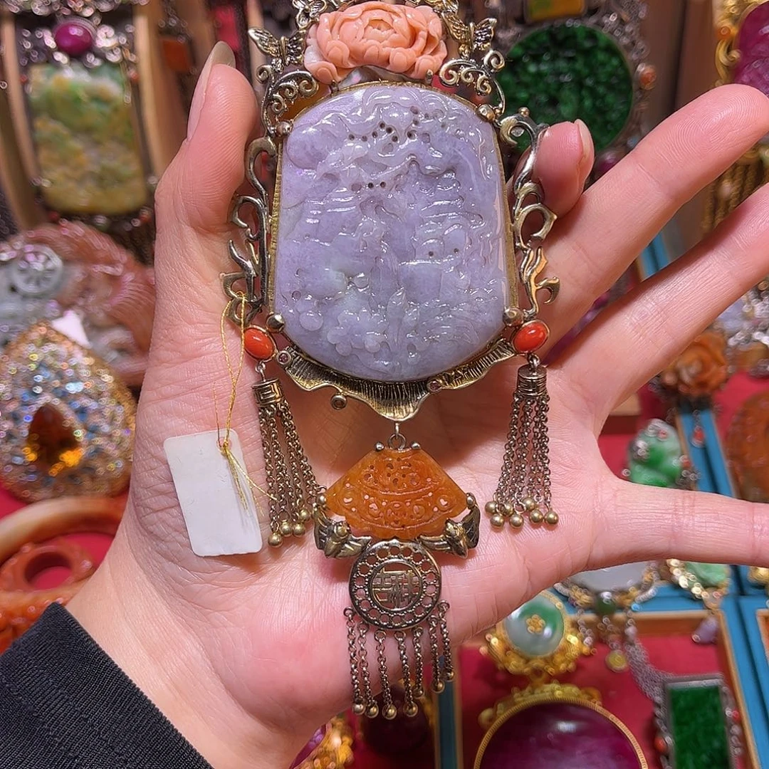 翡翠银S925镶嵌吊坠(不含链)