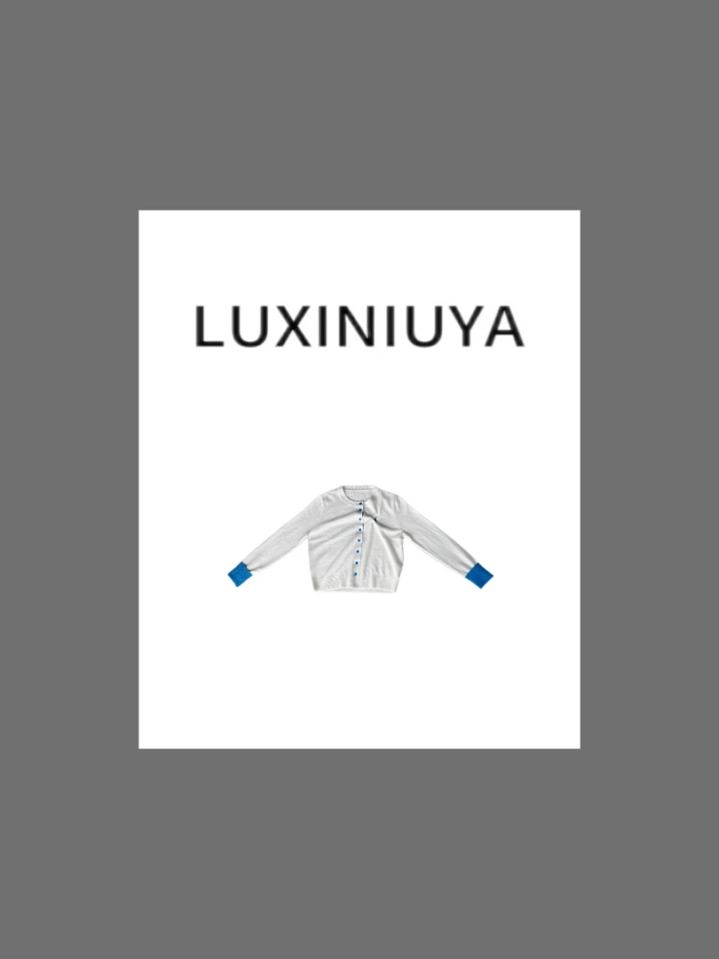 【LUXINIUYA】醒春色彩48支羊毛拉夫针织开衫绿色上衣CX2865