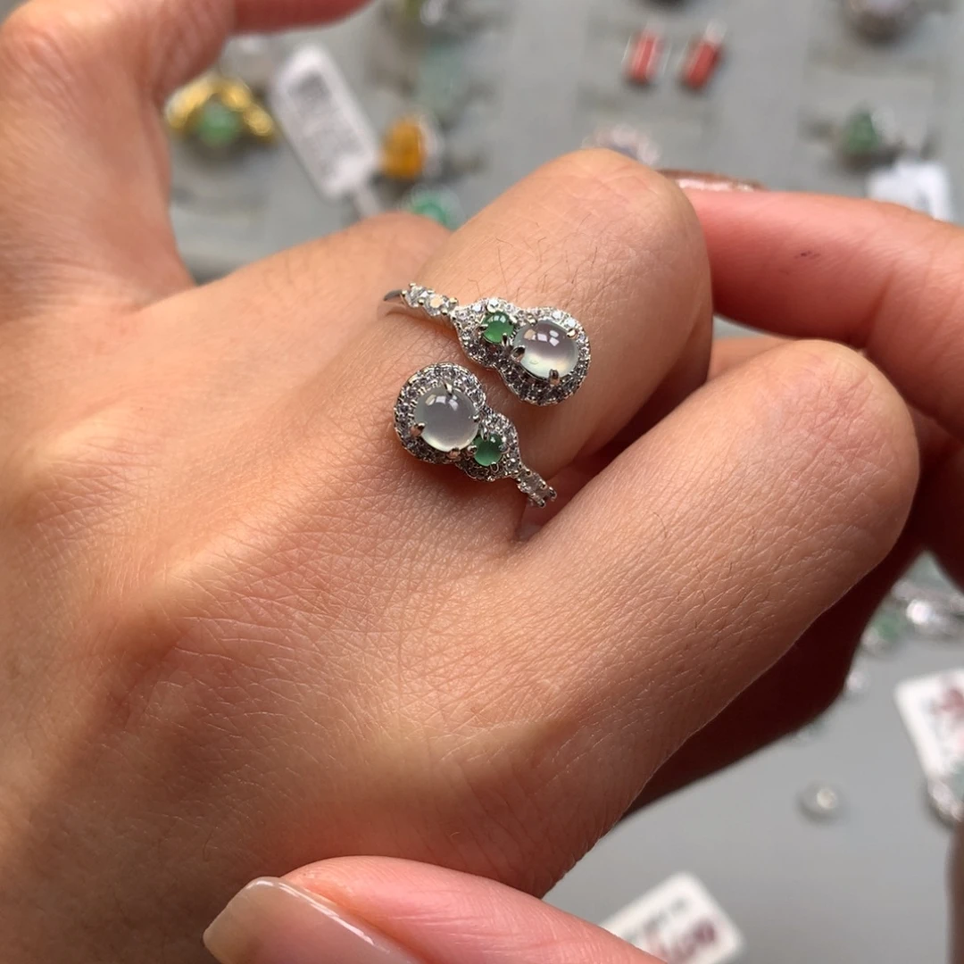 翡翠银S925镶嵌戒指戒指