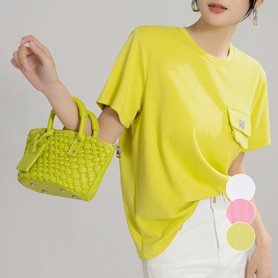 【口袋T】250克糯米棉休闲款圆领口袋T恤W23AA1018