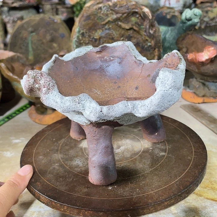 手工粗陶透气花盆4