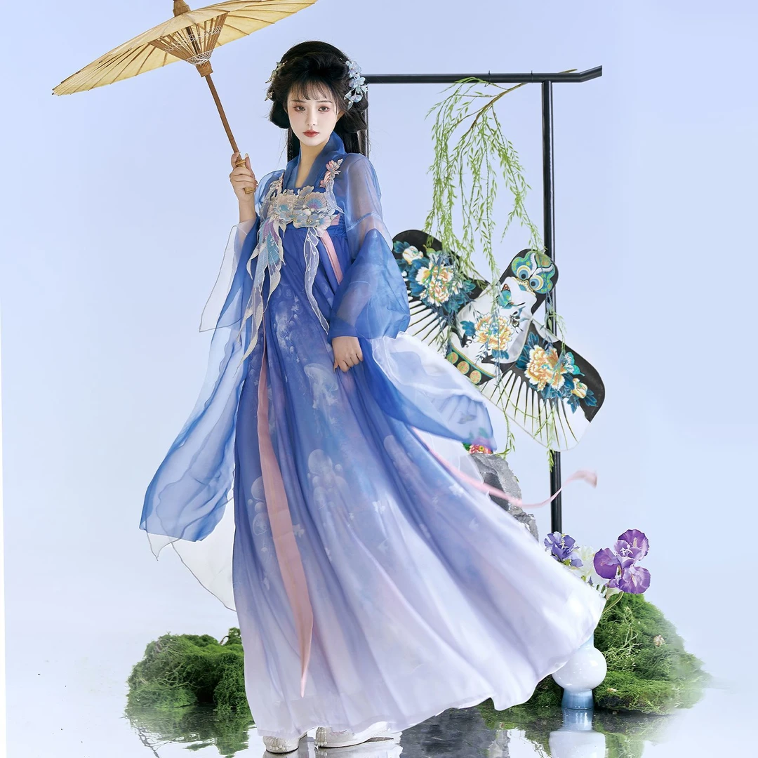 2025年新款星灵古韵原创汉服 清灵 女唐制齐胸破裙刺绣日常花