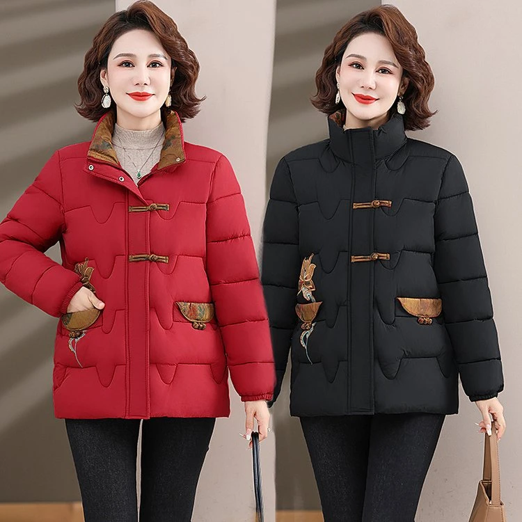 2025冬装新款中年妈妈外套棉服冬季保暖厚棉袄新年中老年国风棉衣