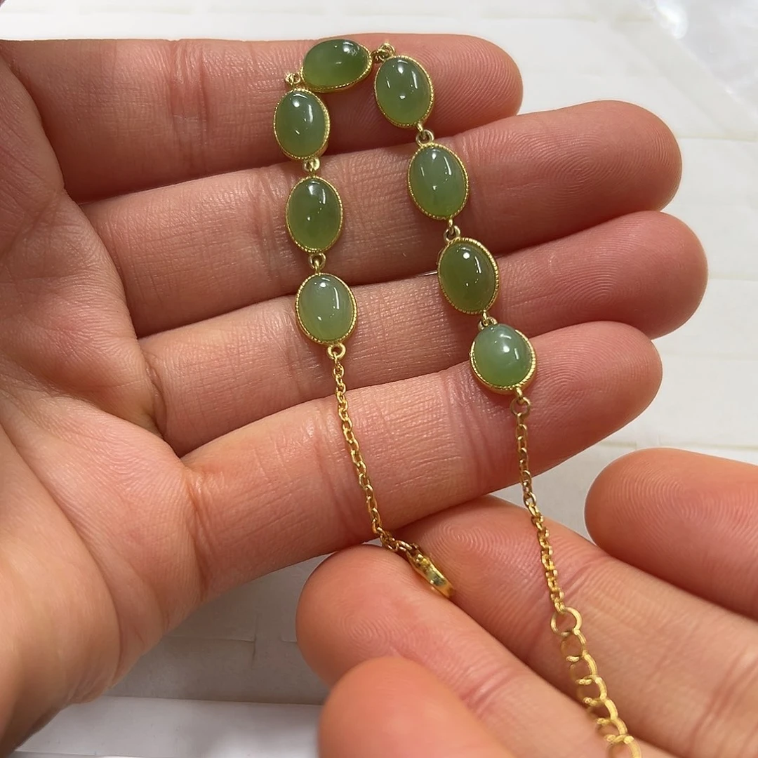 和田玉手链银S925镶嵌乔*