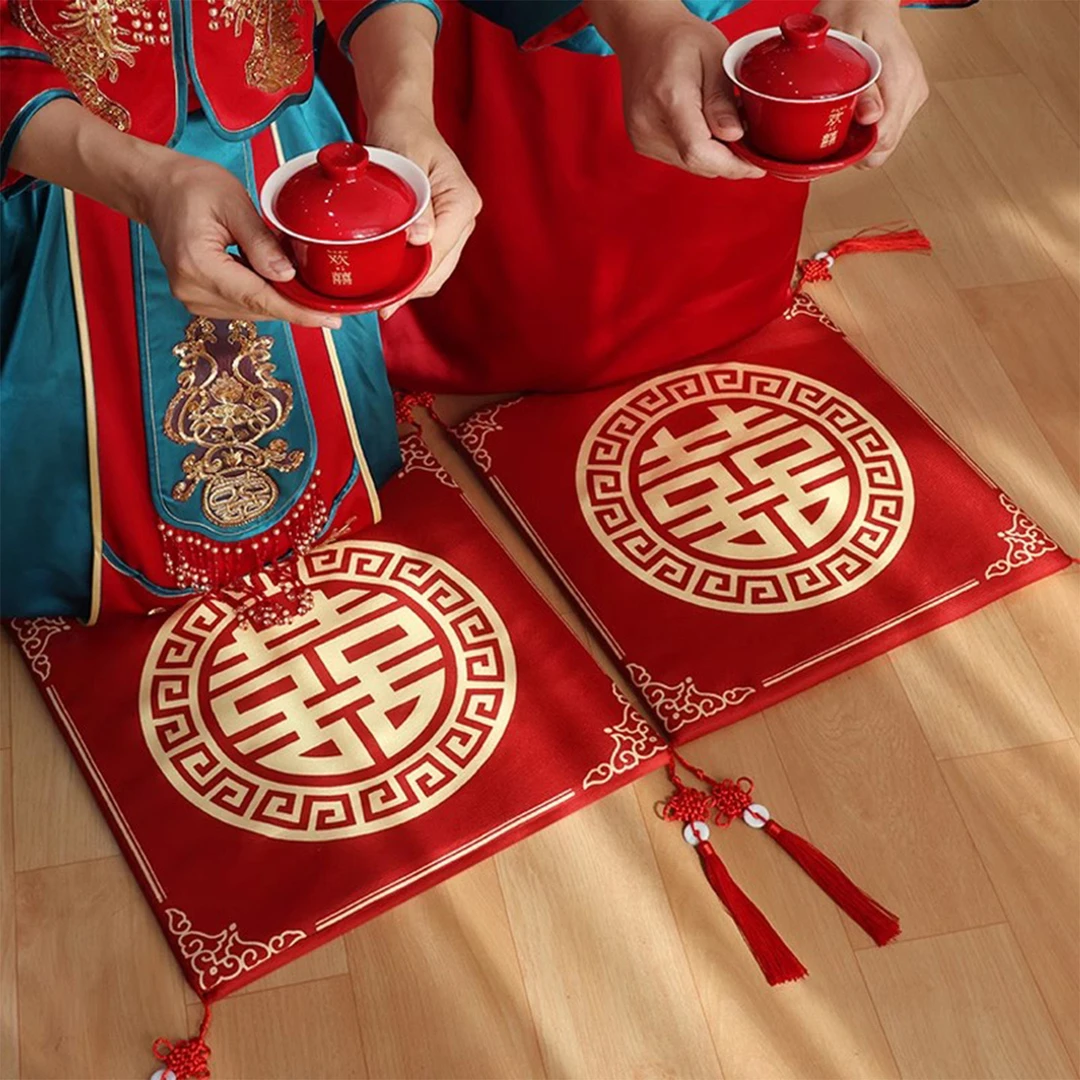 跪垫结婚敬茶坐福垫一对敬酒跪拜红色喜垫新娘改口婚庆用品大全