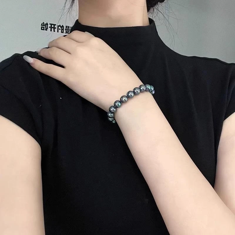8MM黑彩大溪地全珠手链 1275