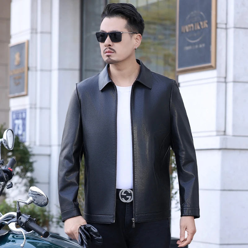 【山羊皮早春大促】男士精选休闲商务百搭海宁真皮立翻领高档皮夹克