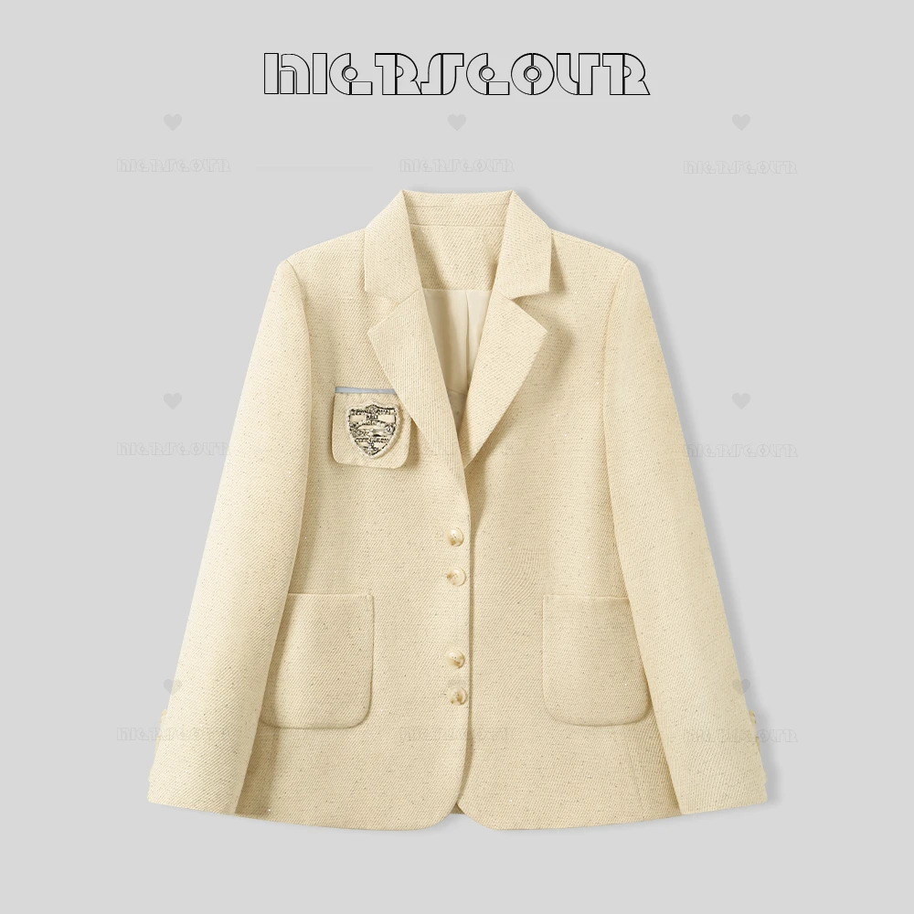 【高阶女主】新款高级感徽章翻领西装外套女586209