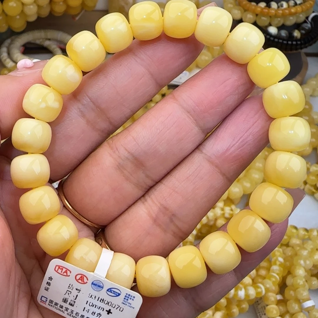 未镶嵌蜜蜡手链奶白老型手串