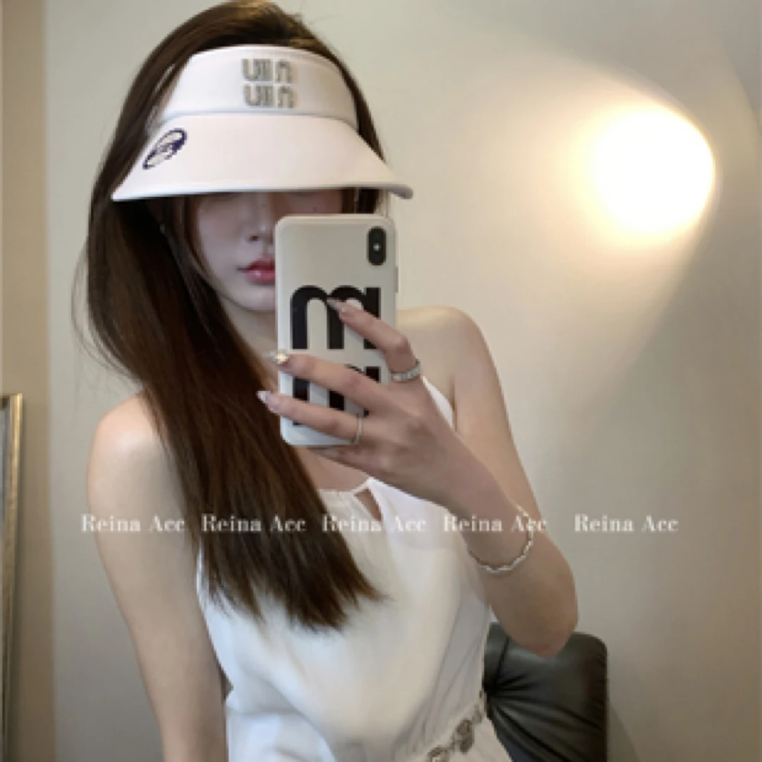 缪字母高级感太阳帽空顶帽子女款2025新款遮阳帽防紫外线帽子