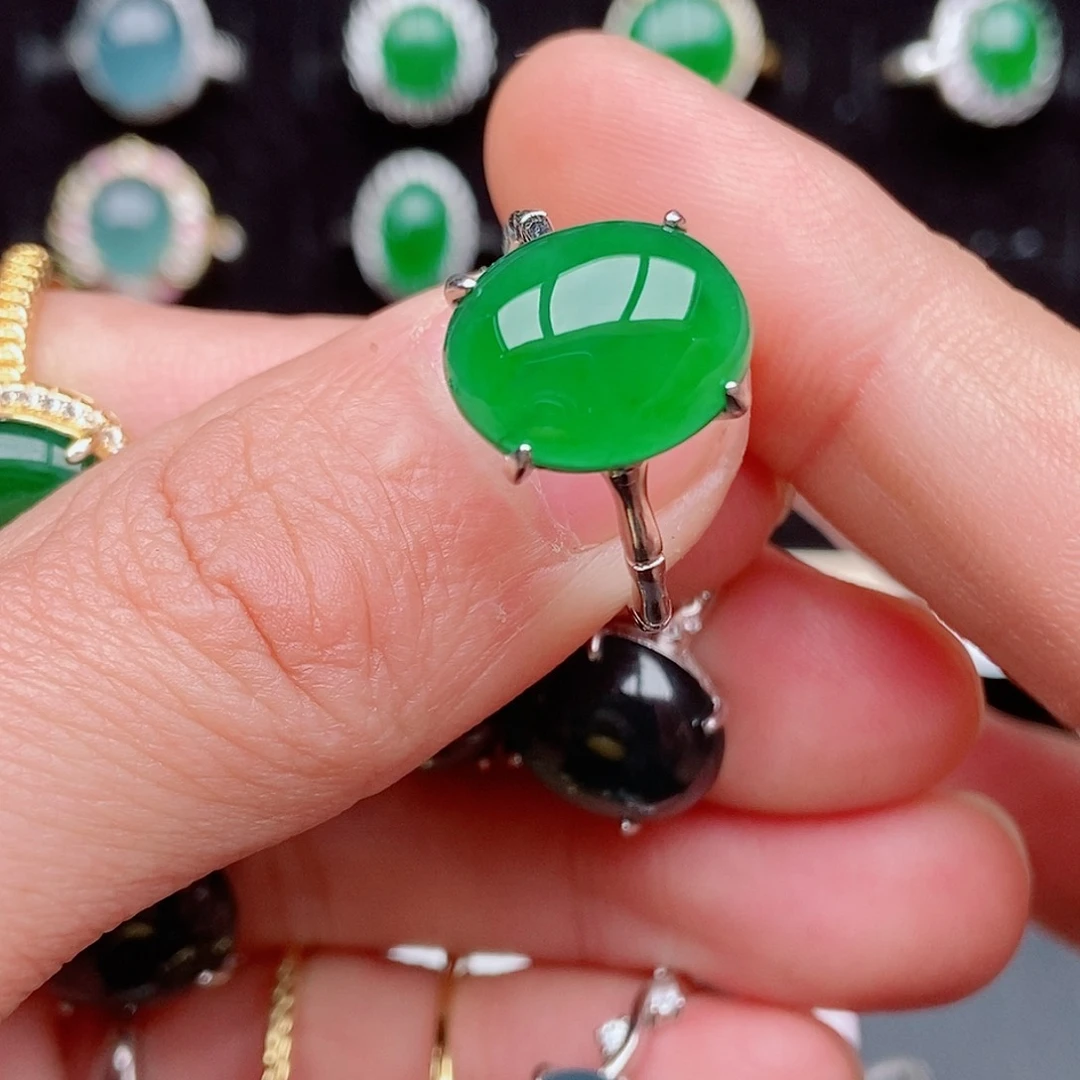 翡翠戒指银S925镶嵌09246248