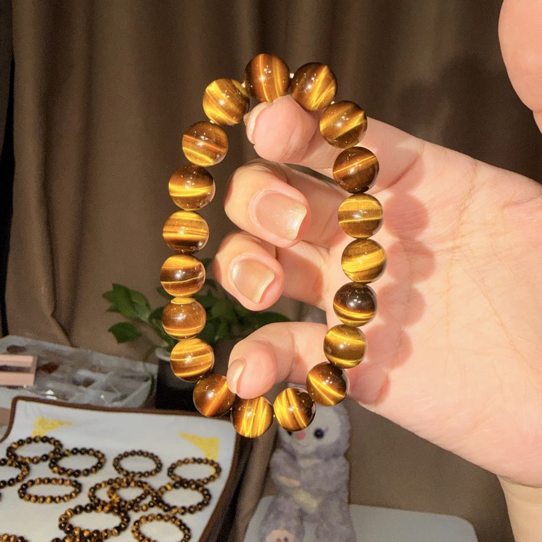 曹老板天然毕业级黄虎眼特级虎睛石闪电眼木变石手串