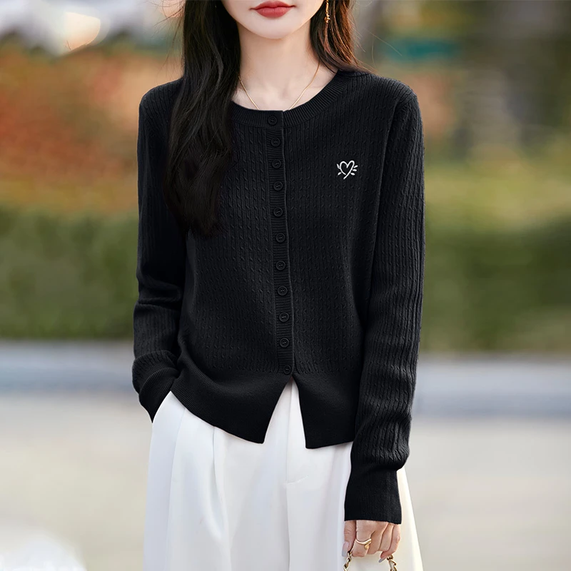 2025秋冬羊毛长袖短款针织衫毛针织衫女款针织开衫8190