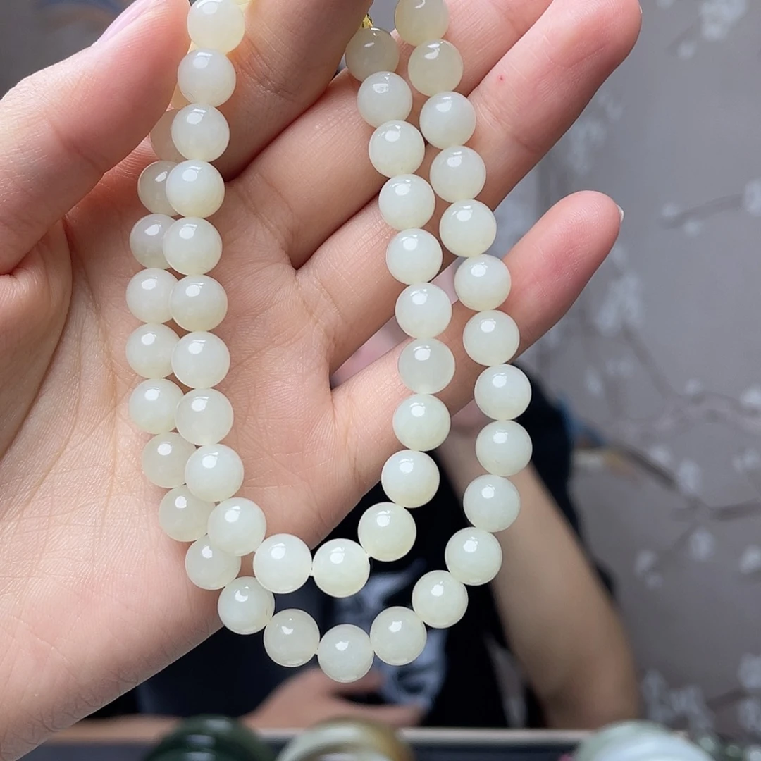 手串未镶嵌和田玉和田玉糖白玉卡8mm妈妈链