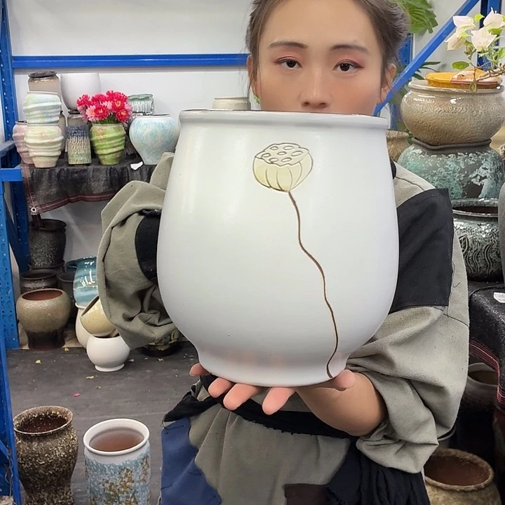 19×23 -粗陶花盆有孔-买买买