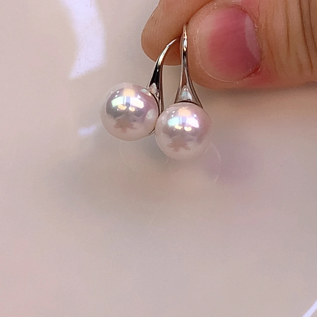 淡水珍珠银S925镶嵌耳饰