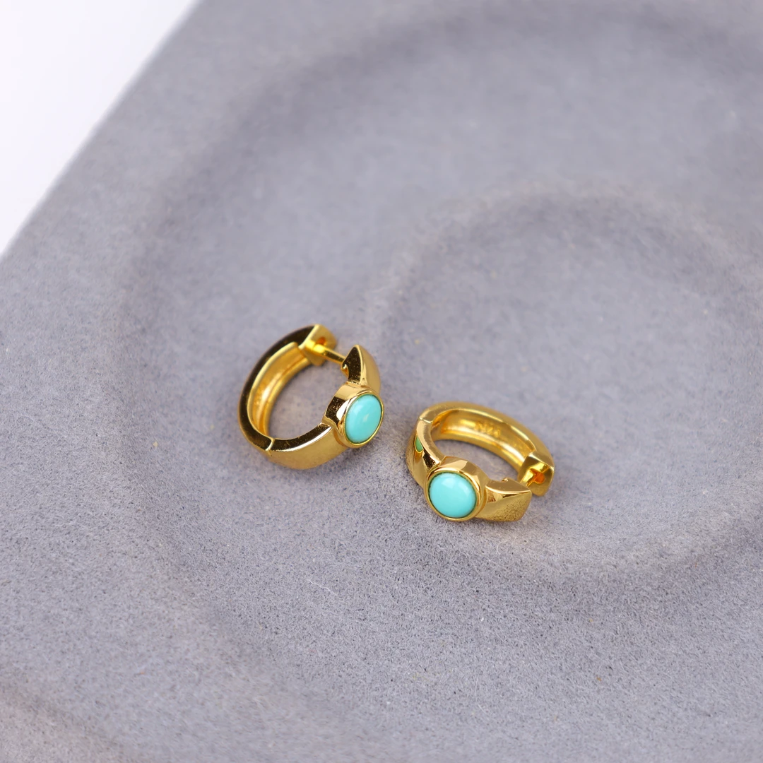 【心如珠宝赐福】绿松素款蛋面耳环 CLL924