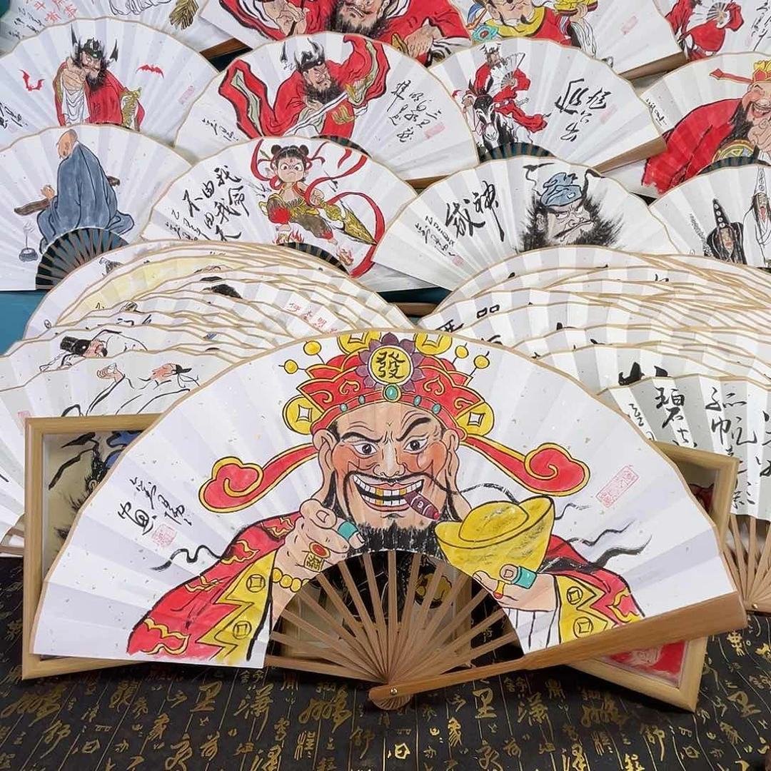 国画手绘折扇一把