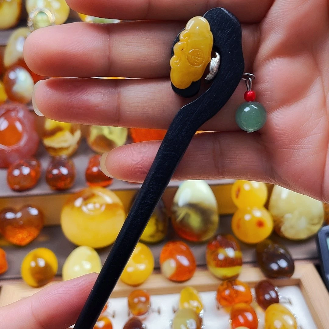 琥珀未镶嵌发饰发簪