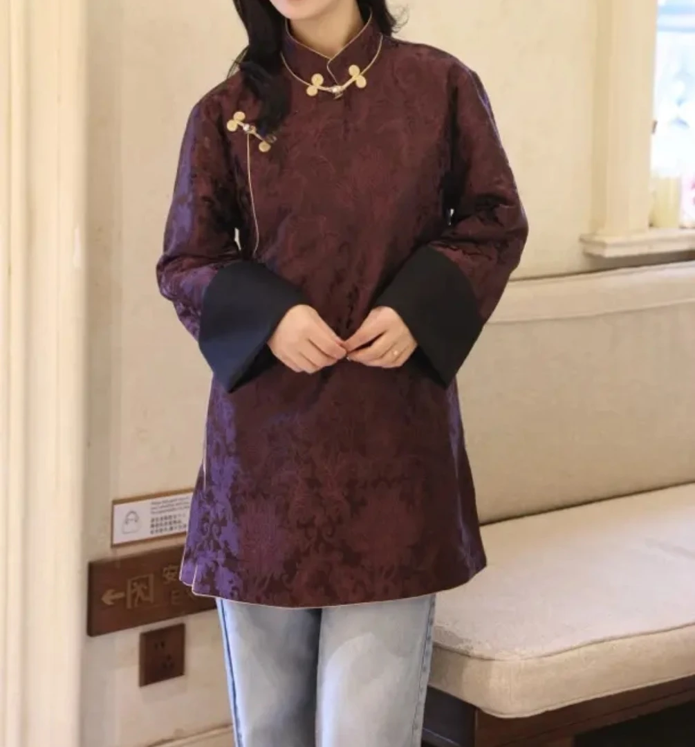 藏式外套双层格子布提花设计