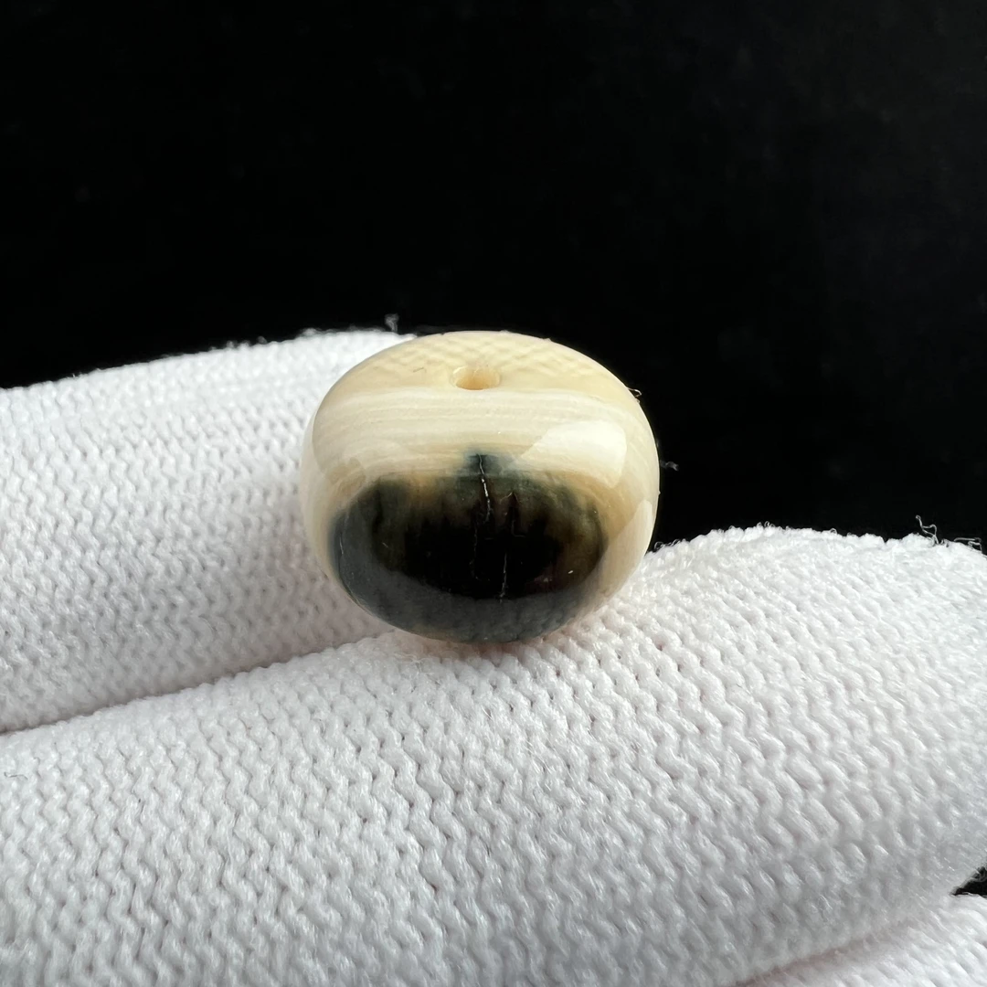 D6017天然猛犸牙蓝眼桶珠15x10mm支持鉴定 假一罚四